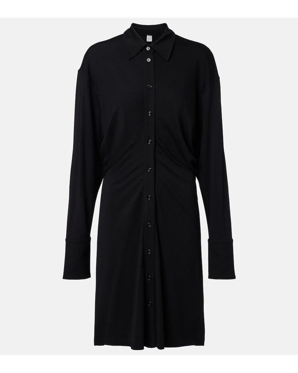 Totême Black Jersey Shirt Dress