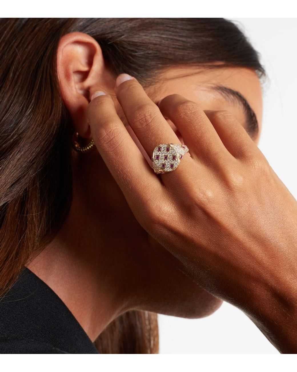 Yvonne Léon White Ring Aus 9Kt Gelbgold (375/1000) Mit Diamanten Und Saphiren