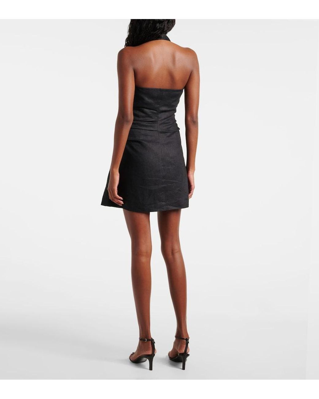 Sir Black Halter Neck Linen Minidress