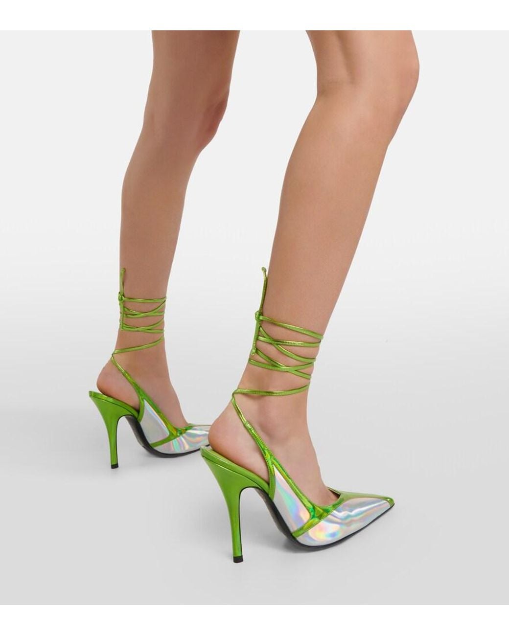 The Attico Green Venus Leather Pumps