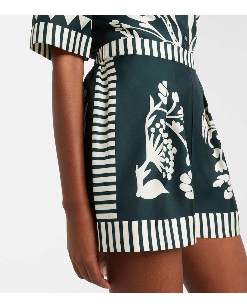 Eres Black Arjun Printed Silk Twill Shorts