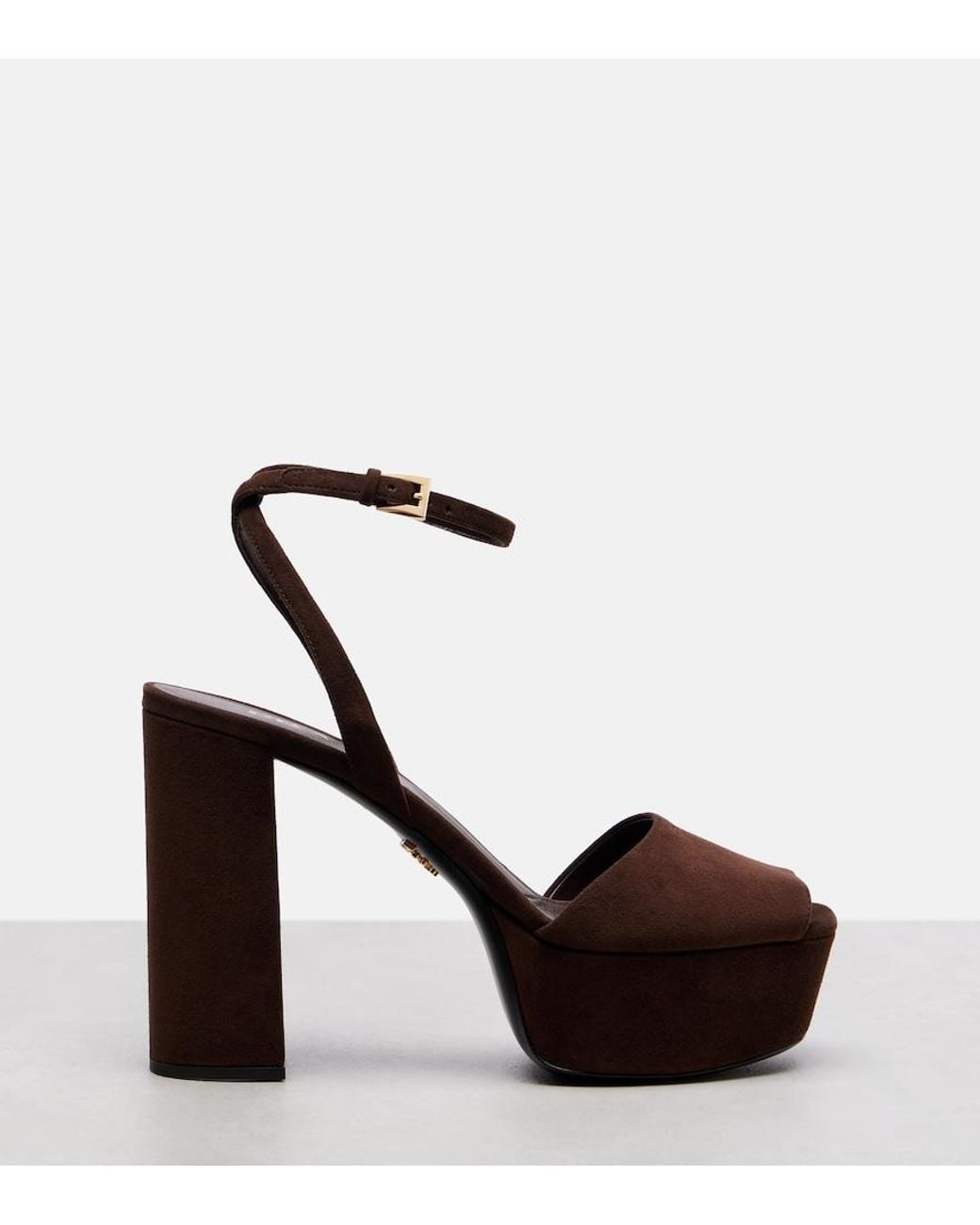 Prada Brown 115 Suede Platform Sandals