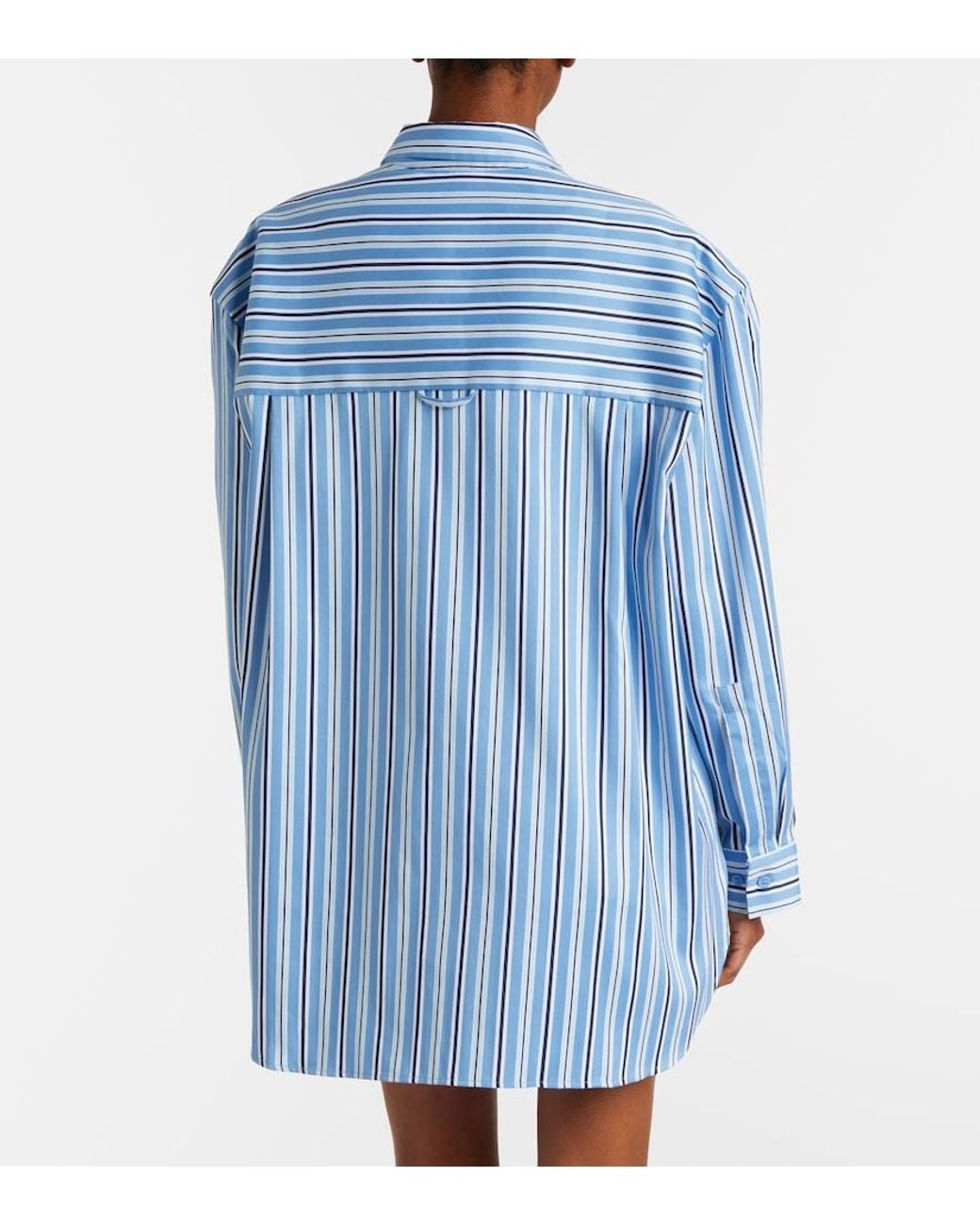 Frankie Shop Blue Oana Striped Cotton-Blend Shirt