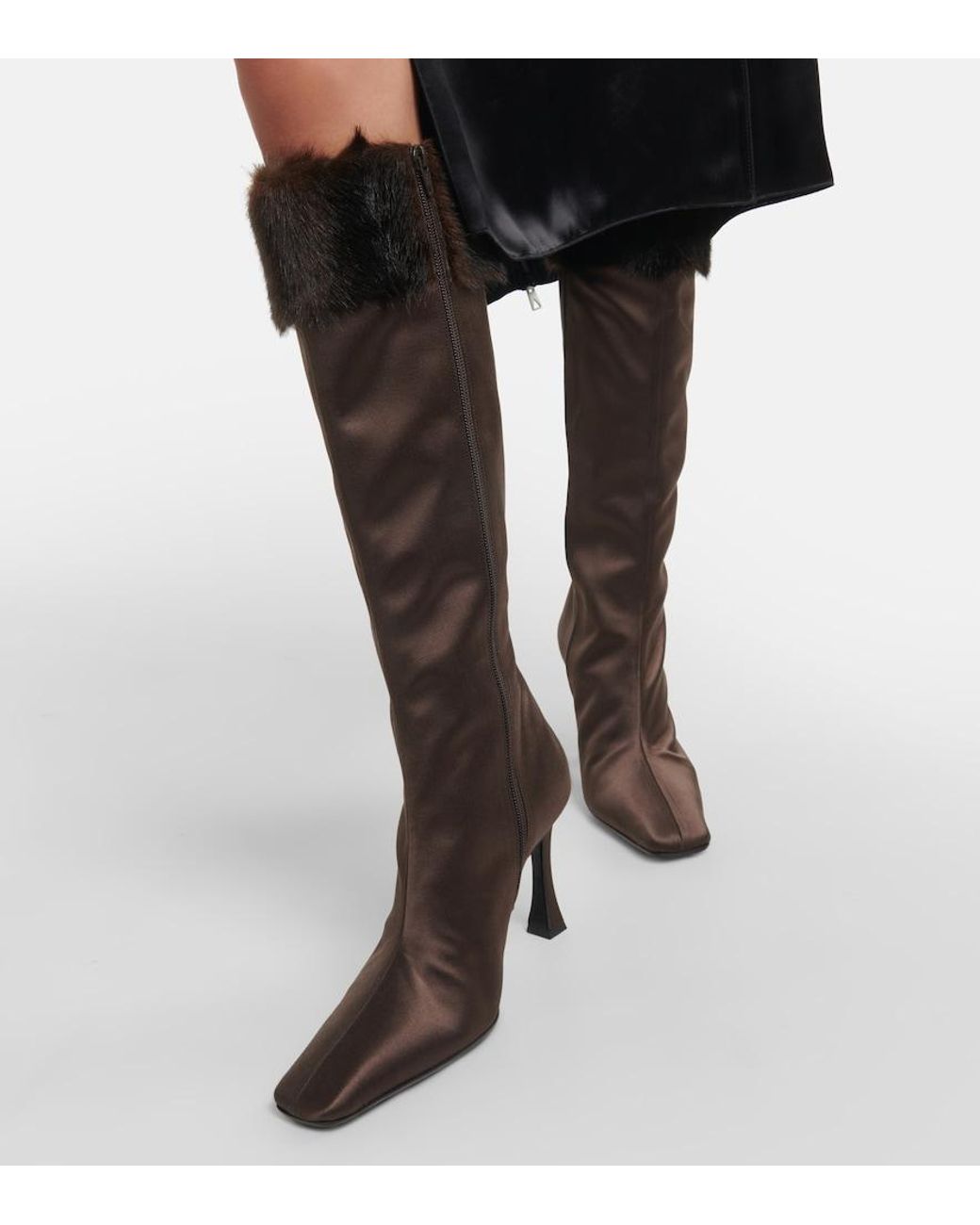 Magda Butrym Brown Faux Satin Knee-High Boots