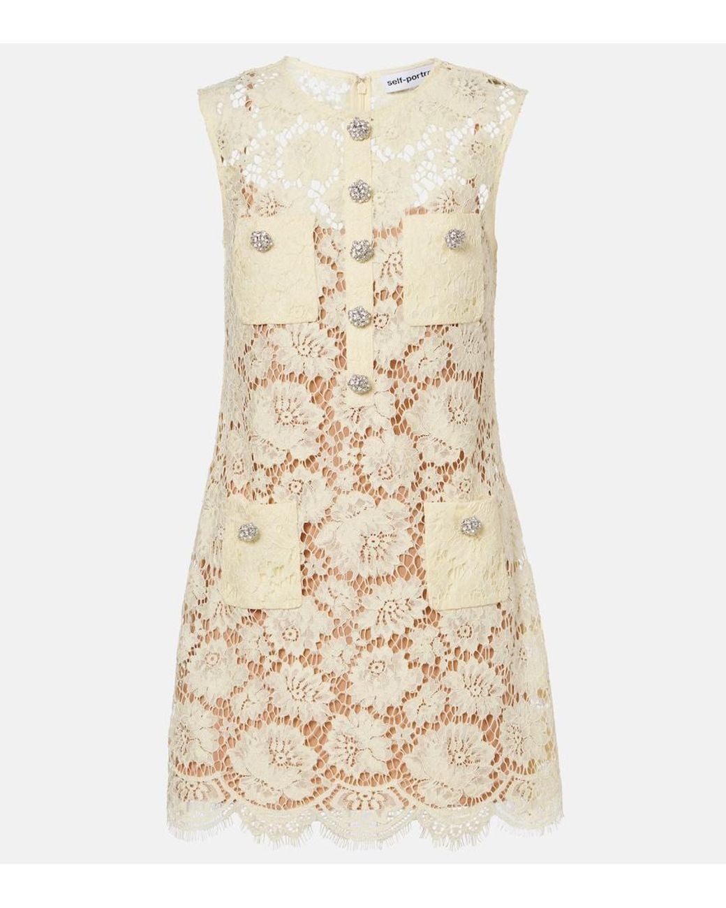 Self-Portrait Natural Lace Minidress
