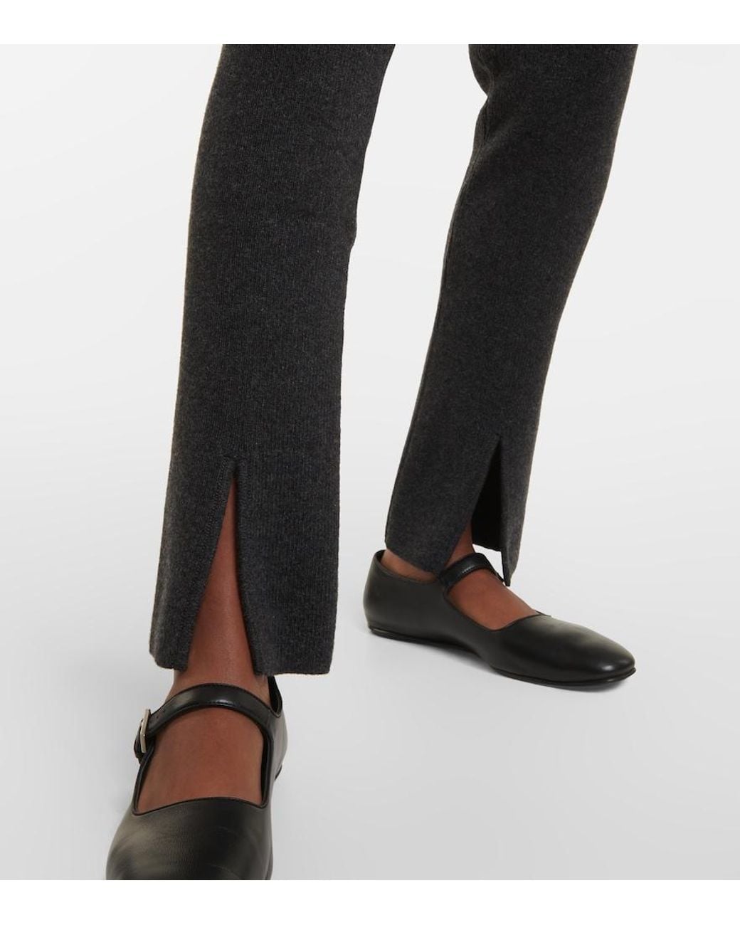 Magda Butrym Black Ribbed-Knit Cashmere Slim Pants