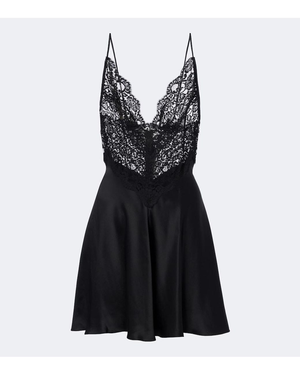 Rodarte Black Lace And Silk Satin Minidress