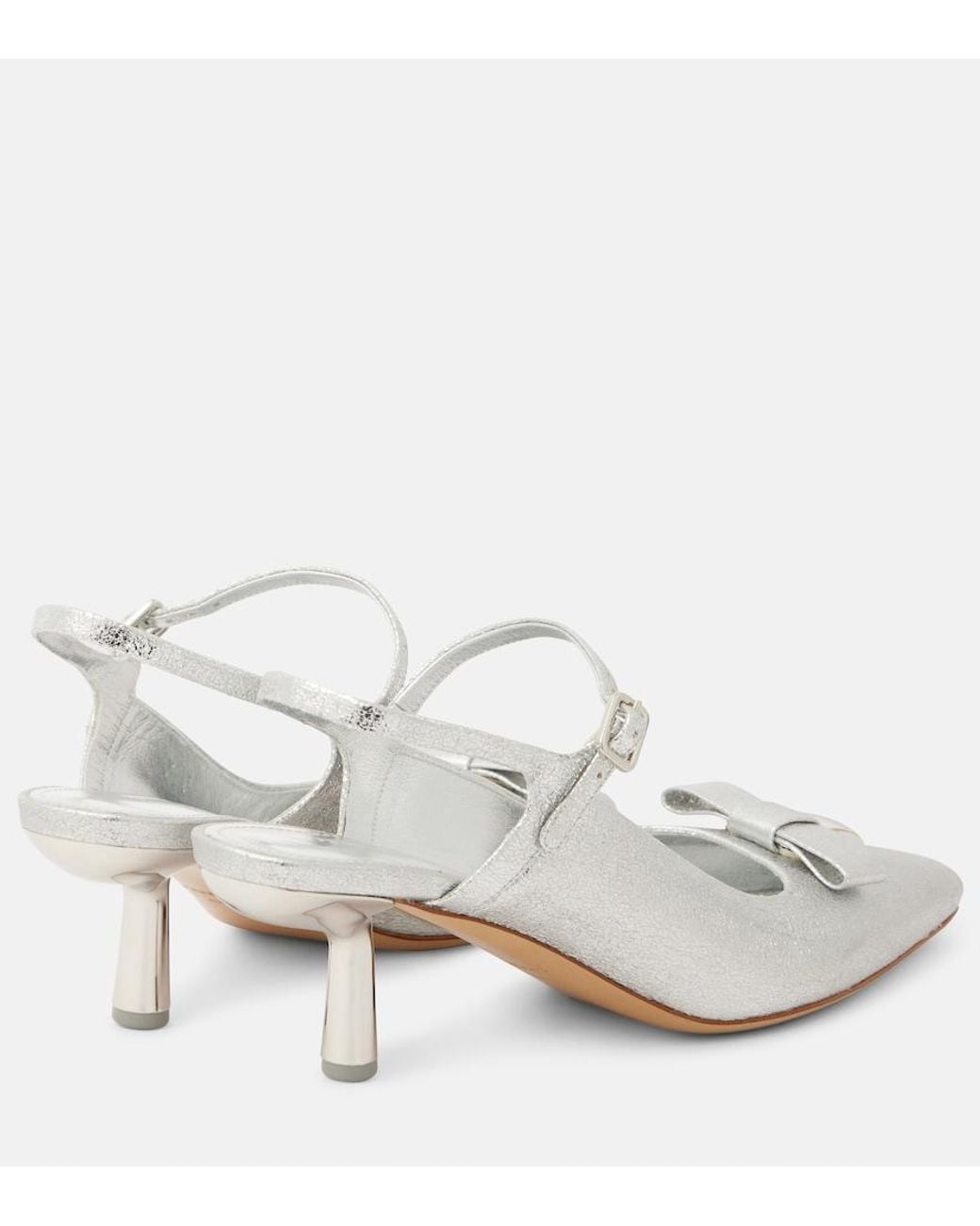 Ferragamo White Ophelia 55 Leather Slingback Pumps