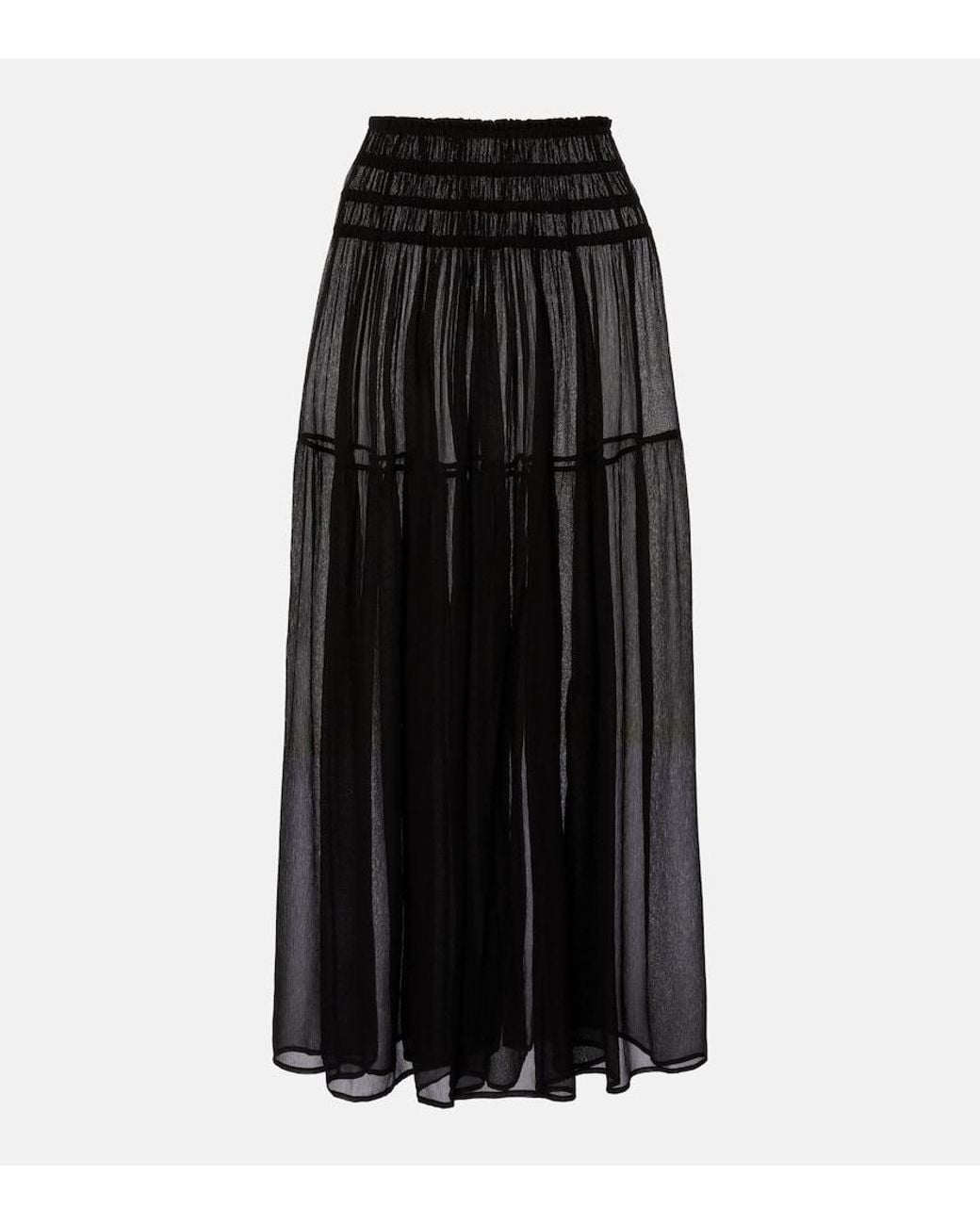 Eres Black Irresistible Silk Chiffon Maxi Skirt
