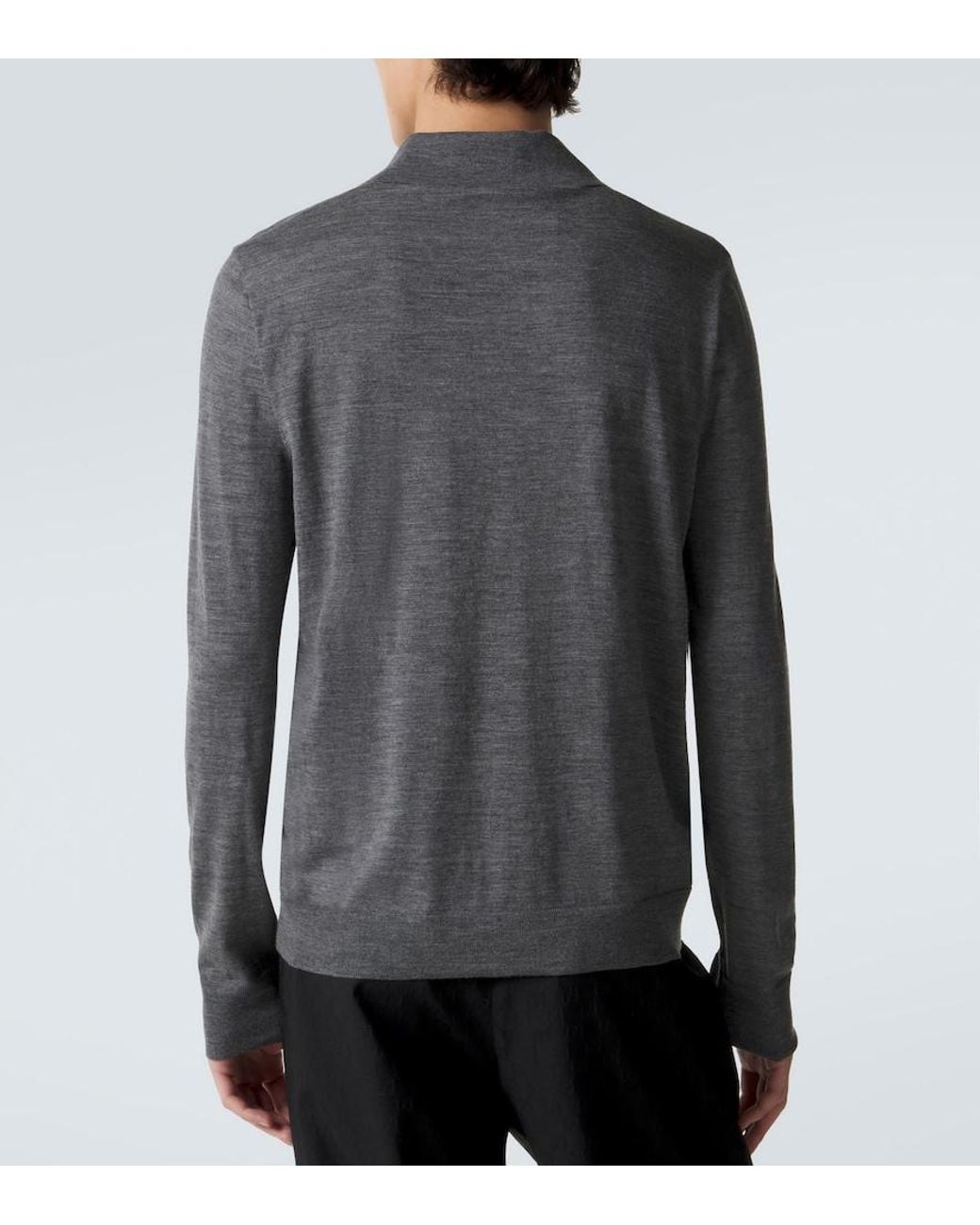 Gucci Gray Double G Wool Polo Sweater for men