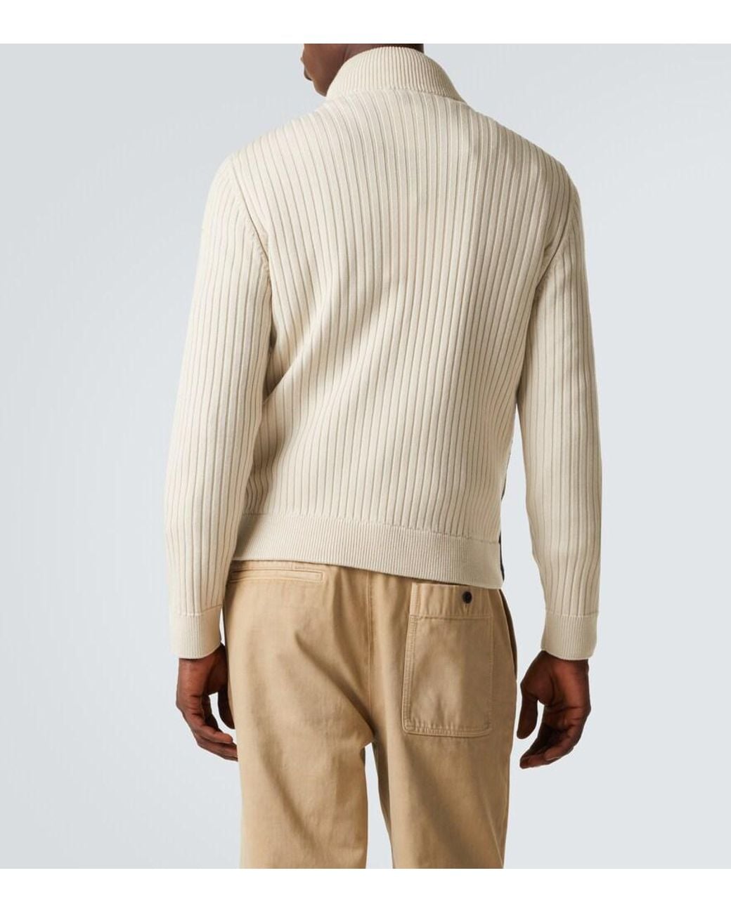 Moncler Natural Down-Paneled Wool-Trimmed Zip-Up Cardigan for men