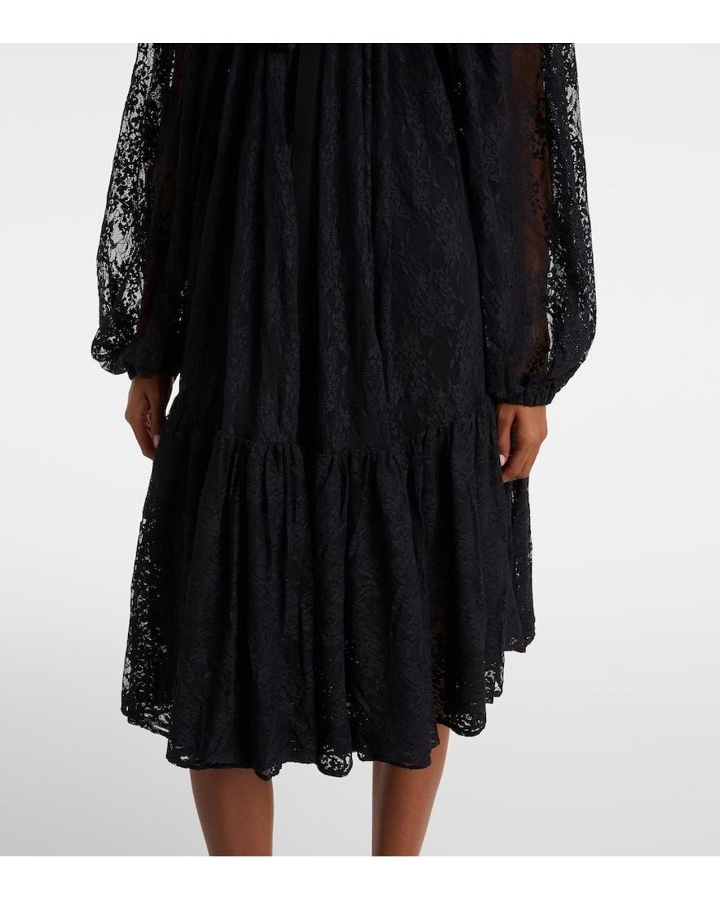 Patou Black Lace Midi Dress