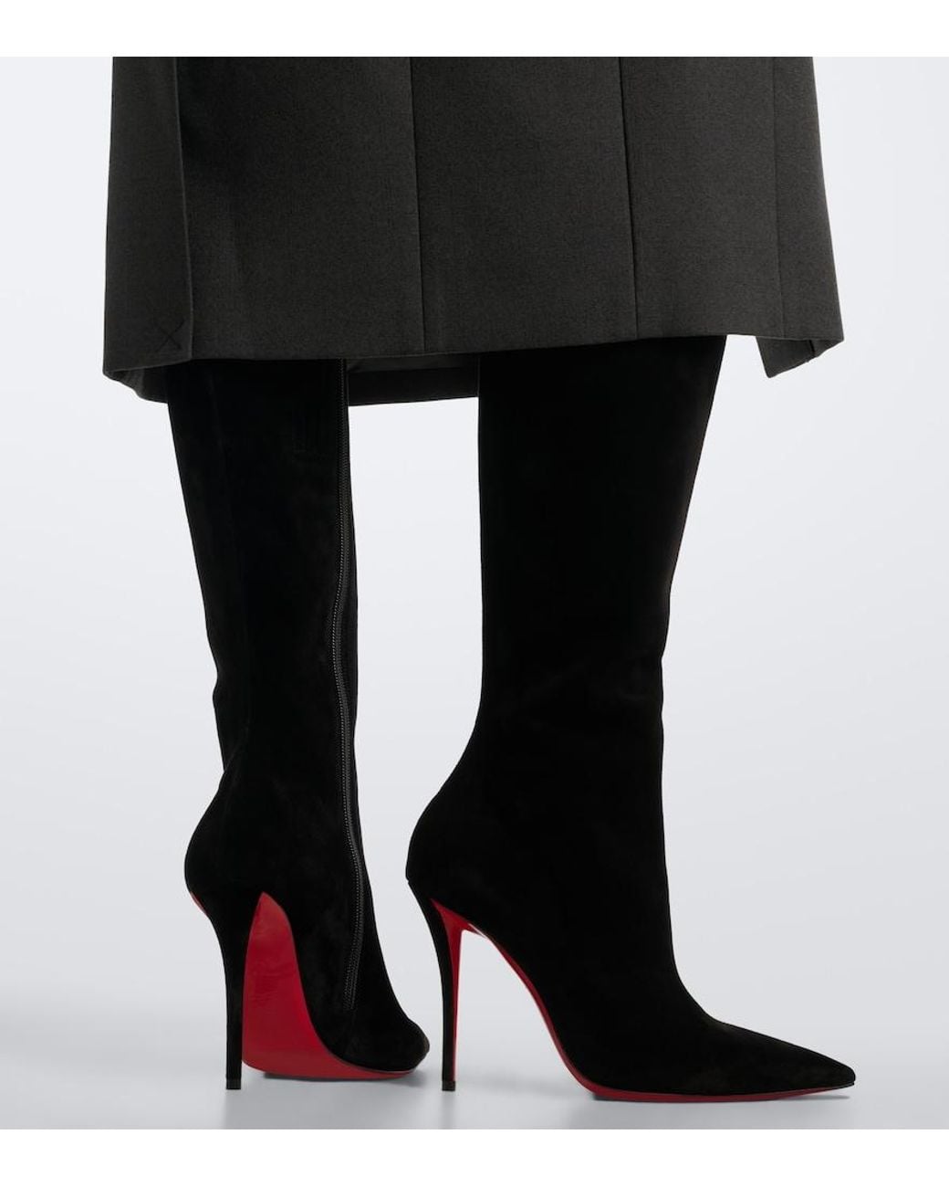 Christian Louboutin Black Miss Z Suede Knee-High Boots
