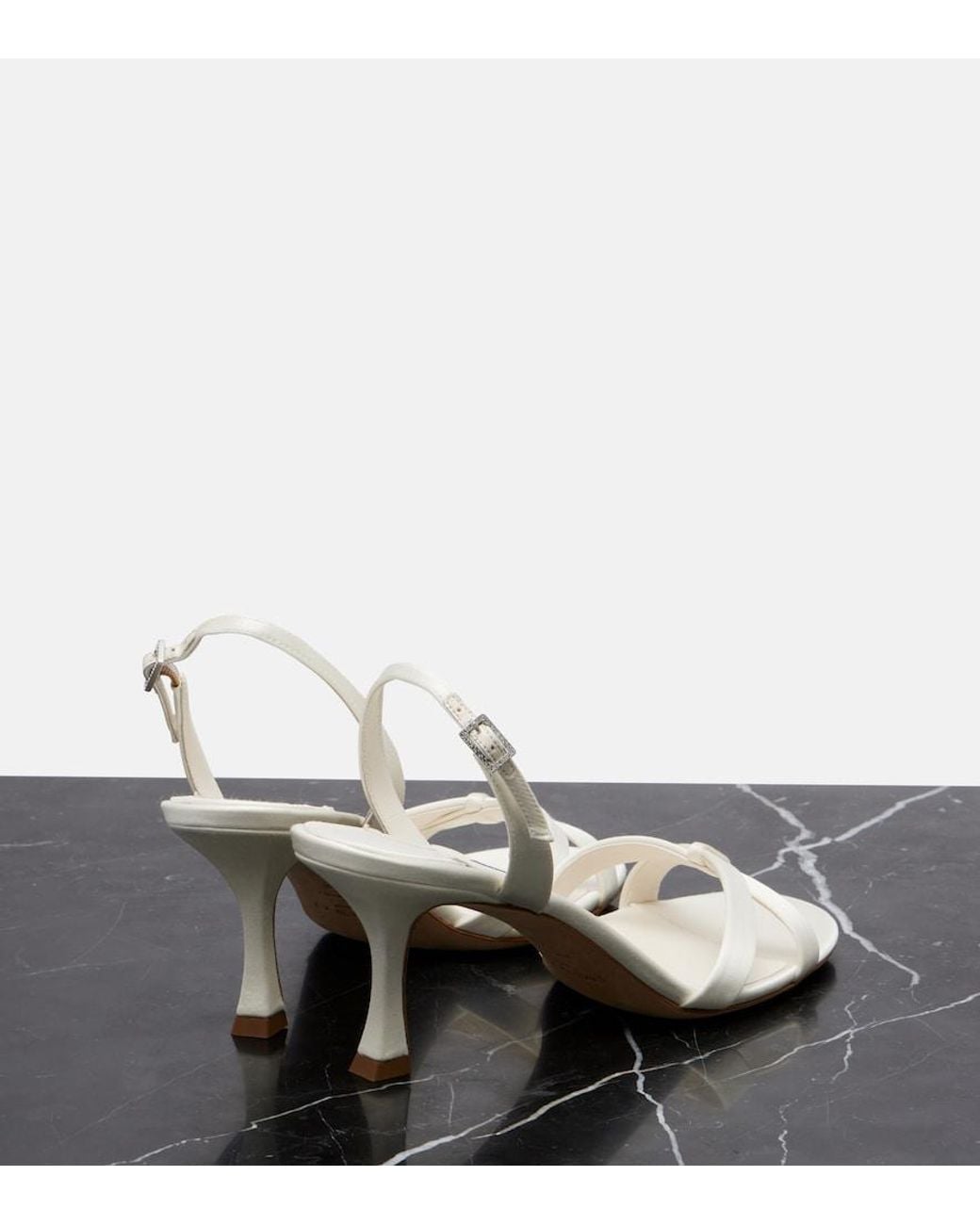 Jimmy Choo White Elsy 70 Satin Sandals