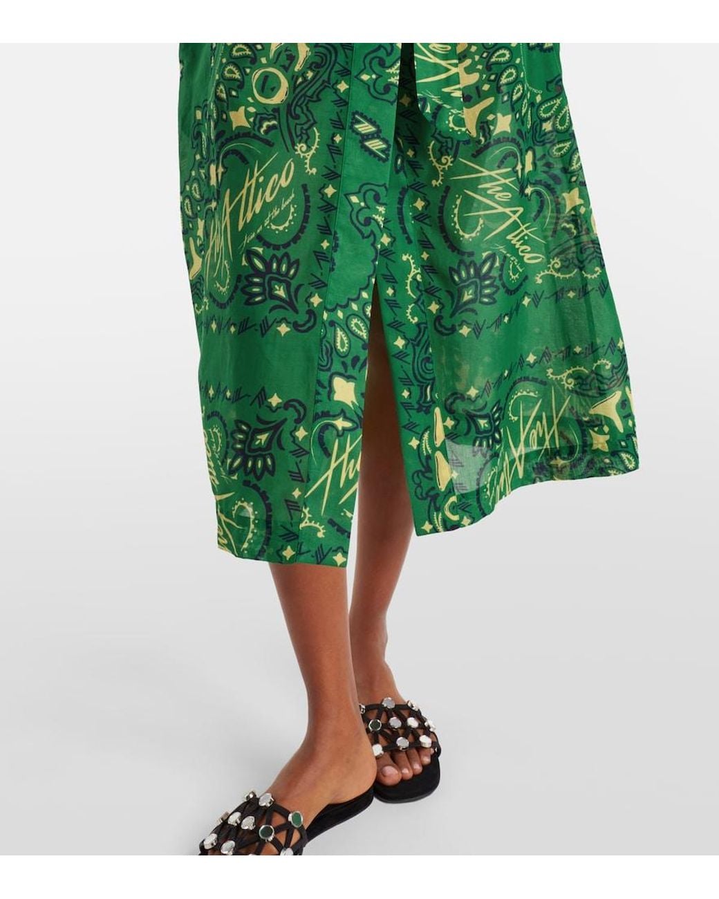 The Attico Green Bandana Cotton Muslin Kaftan