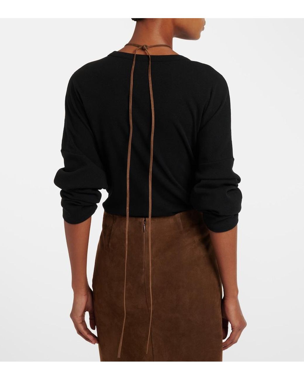 The Row White Erina Suede Pencil Skirt
