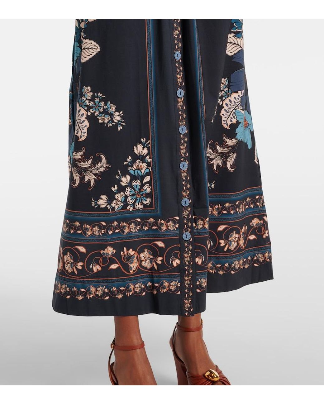 FARM Rio Blossom Tapestry Cotton Midi Dress in Blue | Lyst