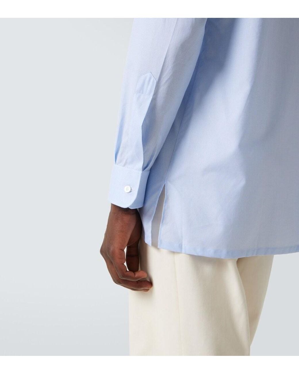 Charvet Blue Cotton Poplin Shirt for men