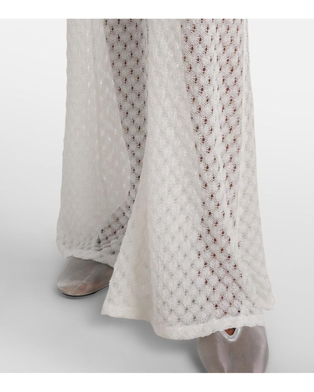 Missoni White Open-Knit Halterneck Lame Crop Top