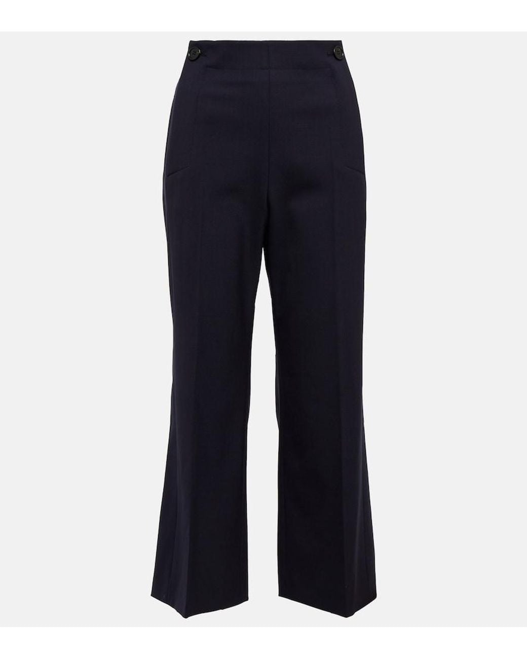 Chloé Blue High-Rise Cropped Flared Wool Pants