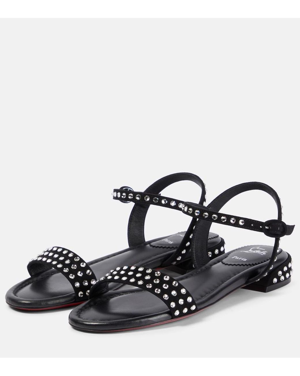 Christian Louboutin Black Sweet Jane Strass Boum Suede Sandals