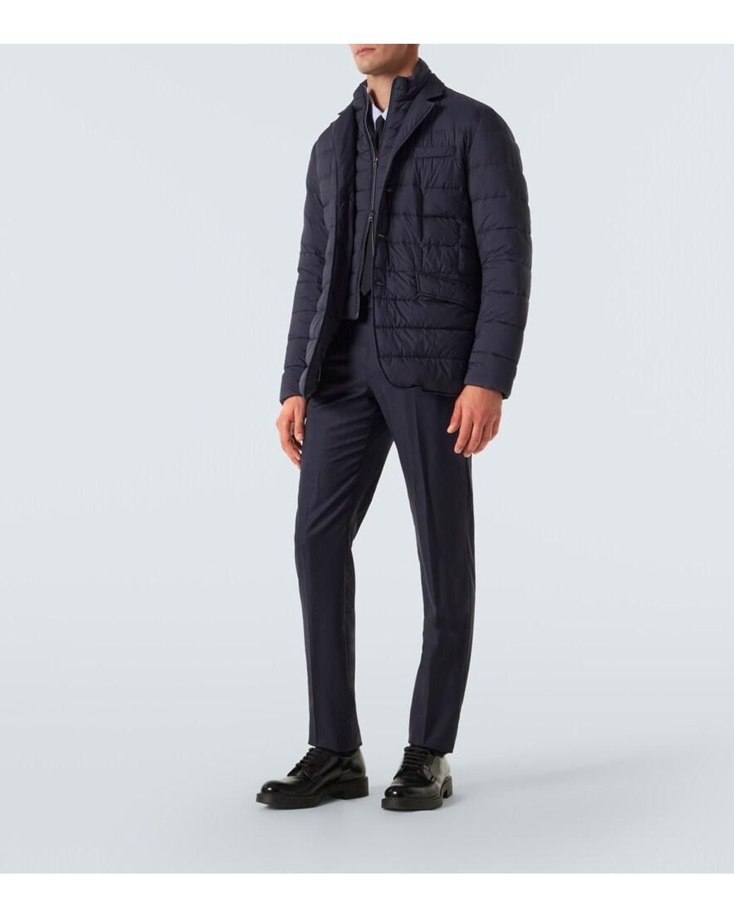 Herno Blue Layered Down-Paneled Jacket for men