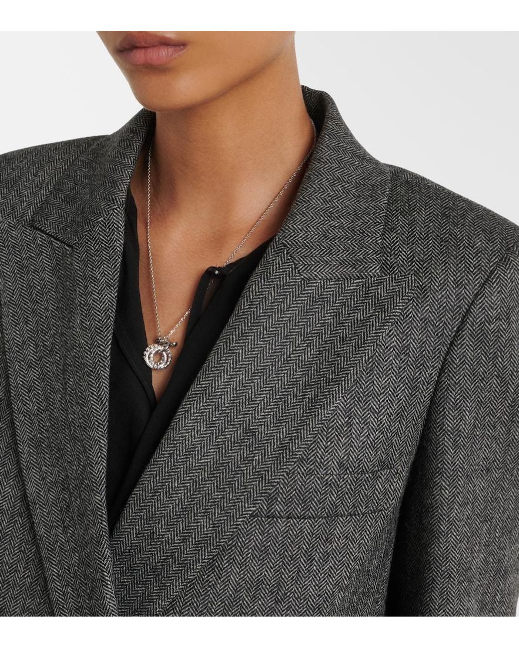 Blazé Milano Black Everyday Herringbone Wool-Blend Blazer