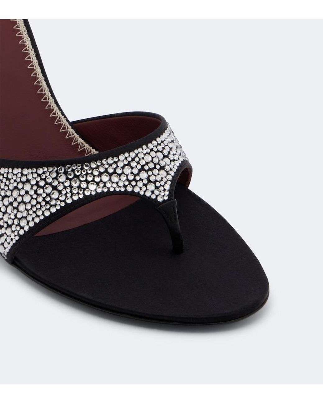 Magda Butrym Black Embellished Satin Thong Sandals