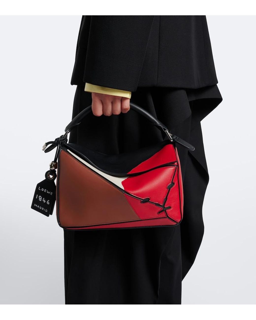 Loewe Red Puzzle Lion Intarsio Small Shoulder Bag