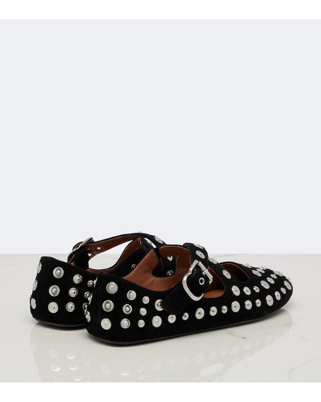 Alaïa Black Studded Suede Ballet Flats