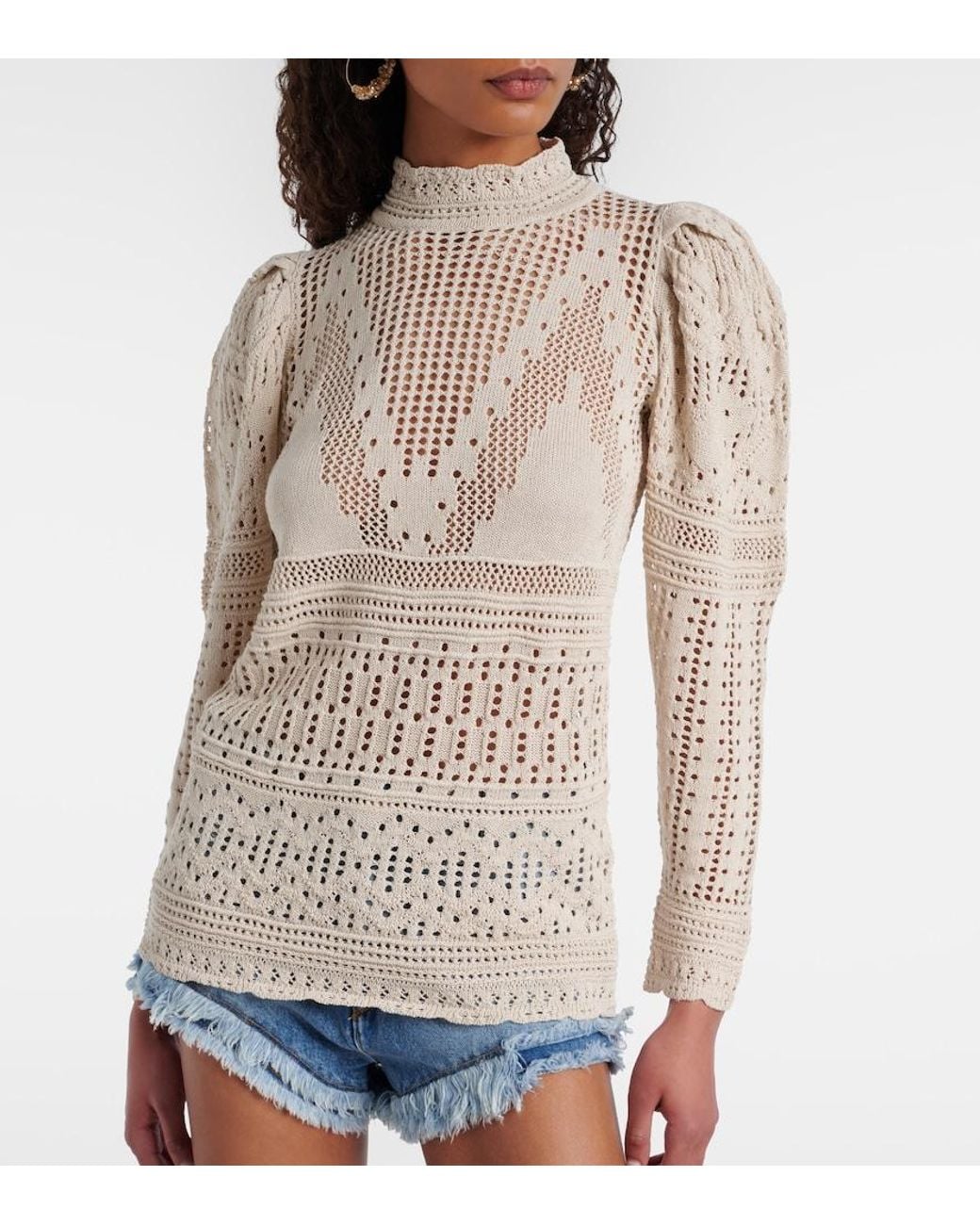 Isabel Marant Natural Dahara Open-Knit Sweater