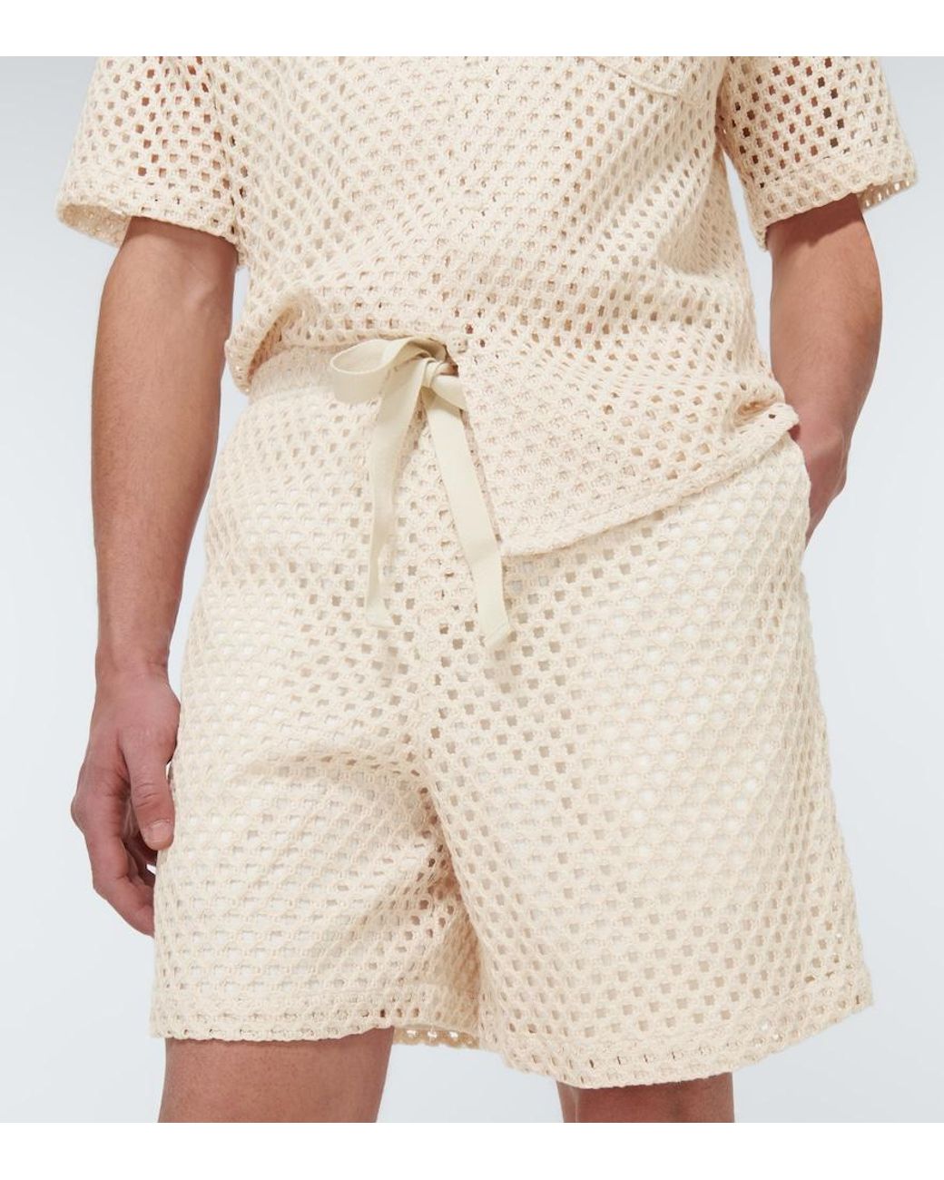 Commas Natural Cotton-Blend Shorts for men