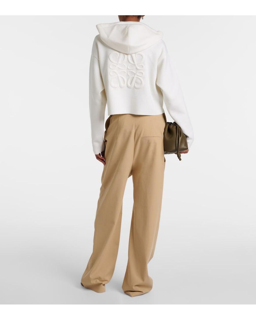 Loewe White Anagram Wool-Blend Zip-Up Hoodie