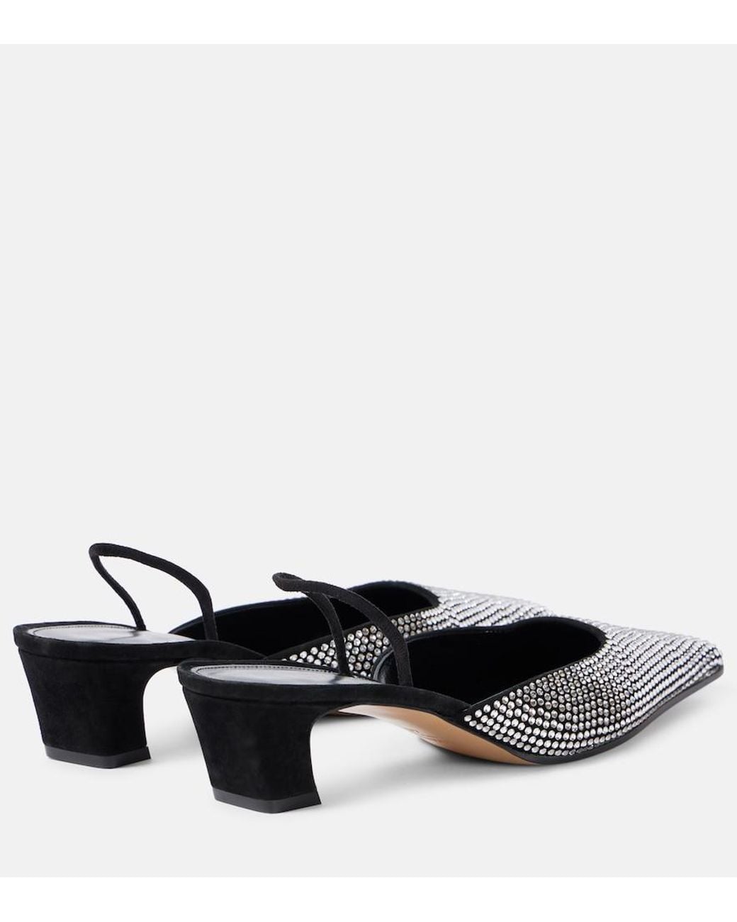 Khaite Blue Roosevelt Embellished Slingback Leather Pumps