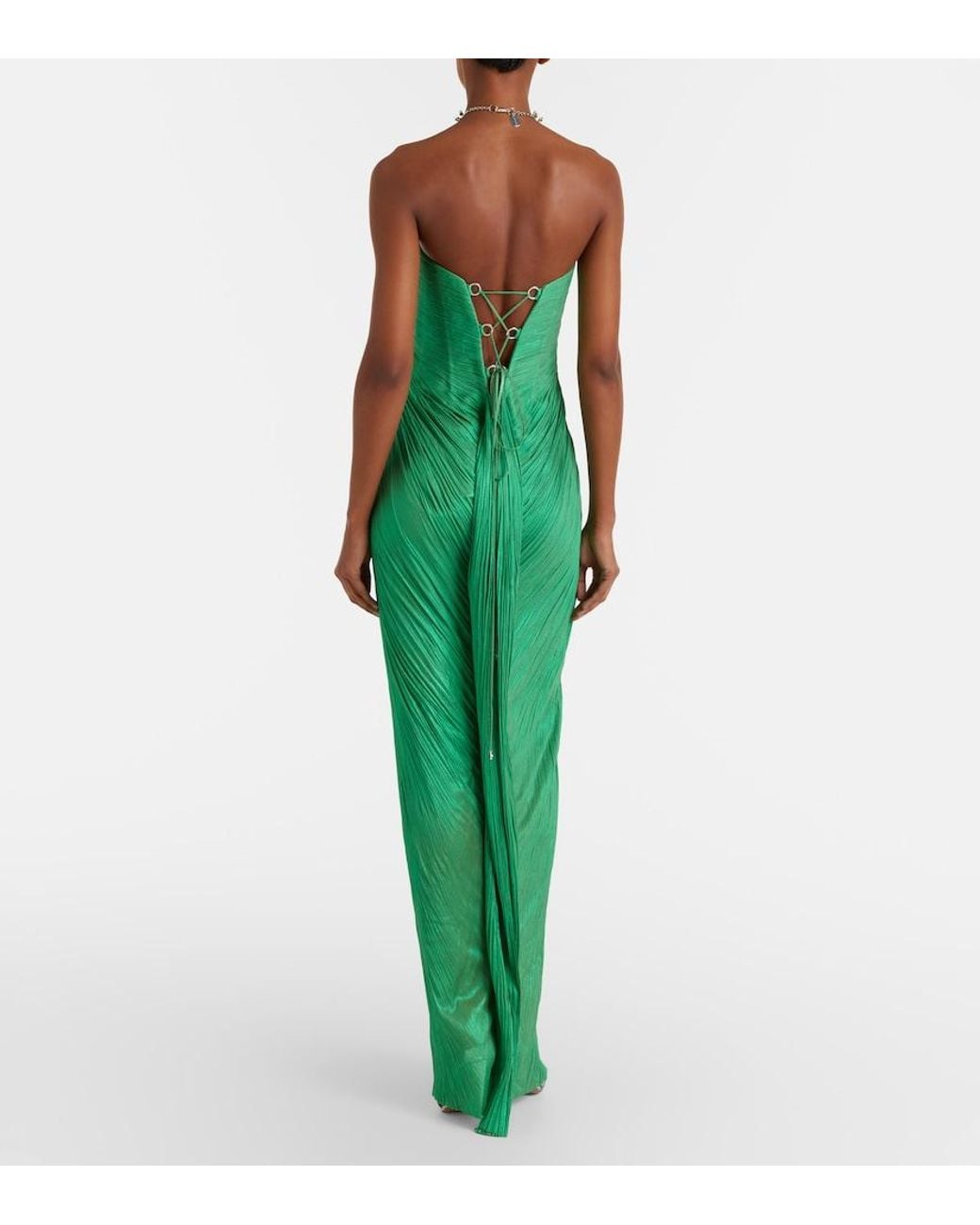 Maria Lucia Hohan Green Stephanie Silk Tulle Corset Gown