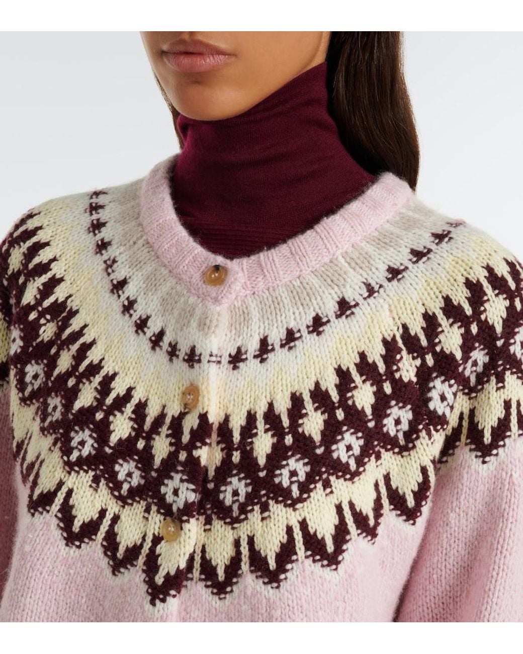 arch4 Pink Loze Fair Isle Cashmere Cardigan