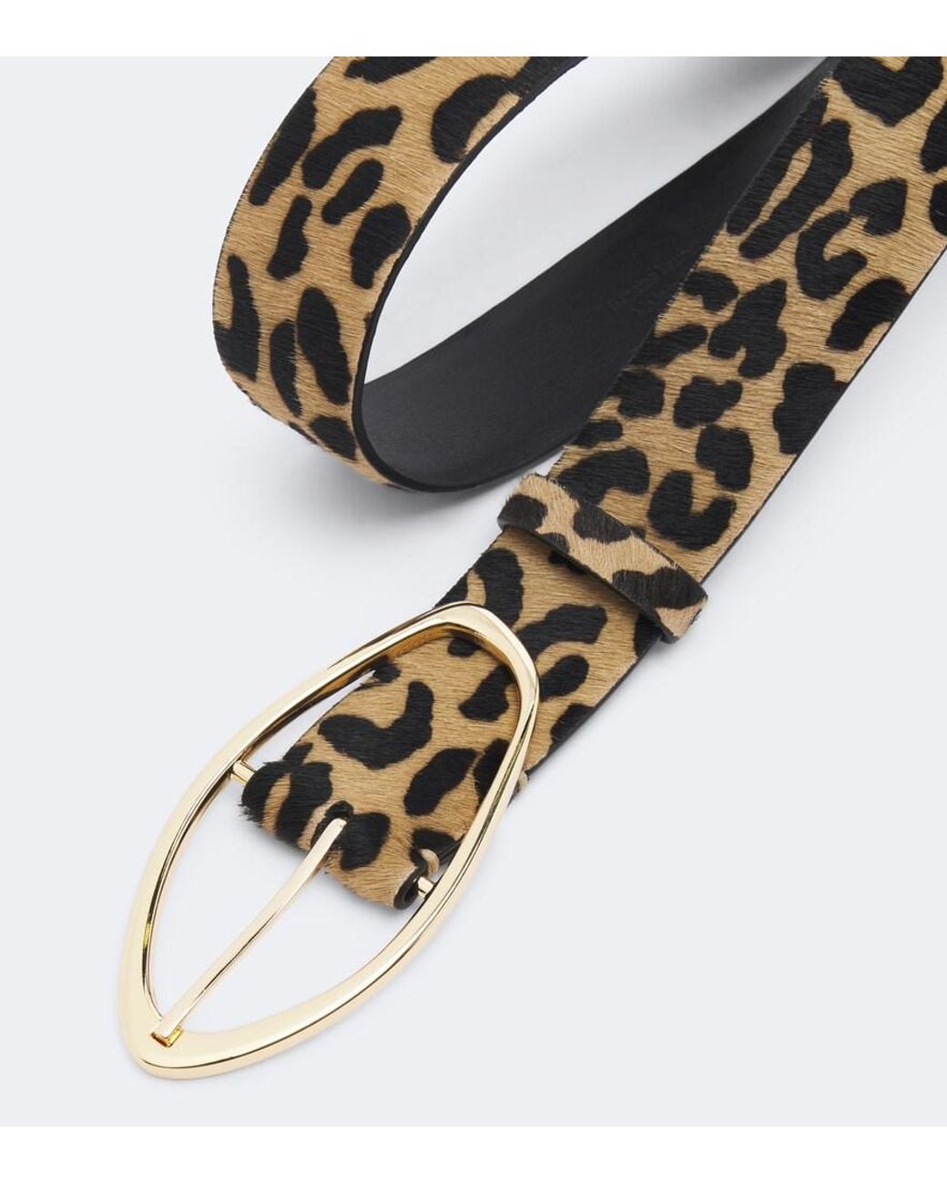 Amanu Black Grumeti Leopard-Print Calf Hair Belt