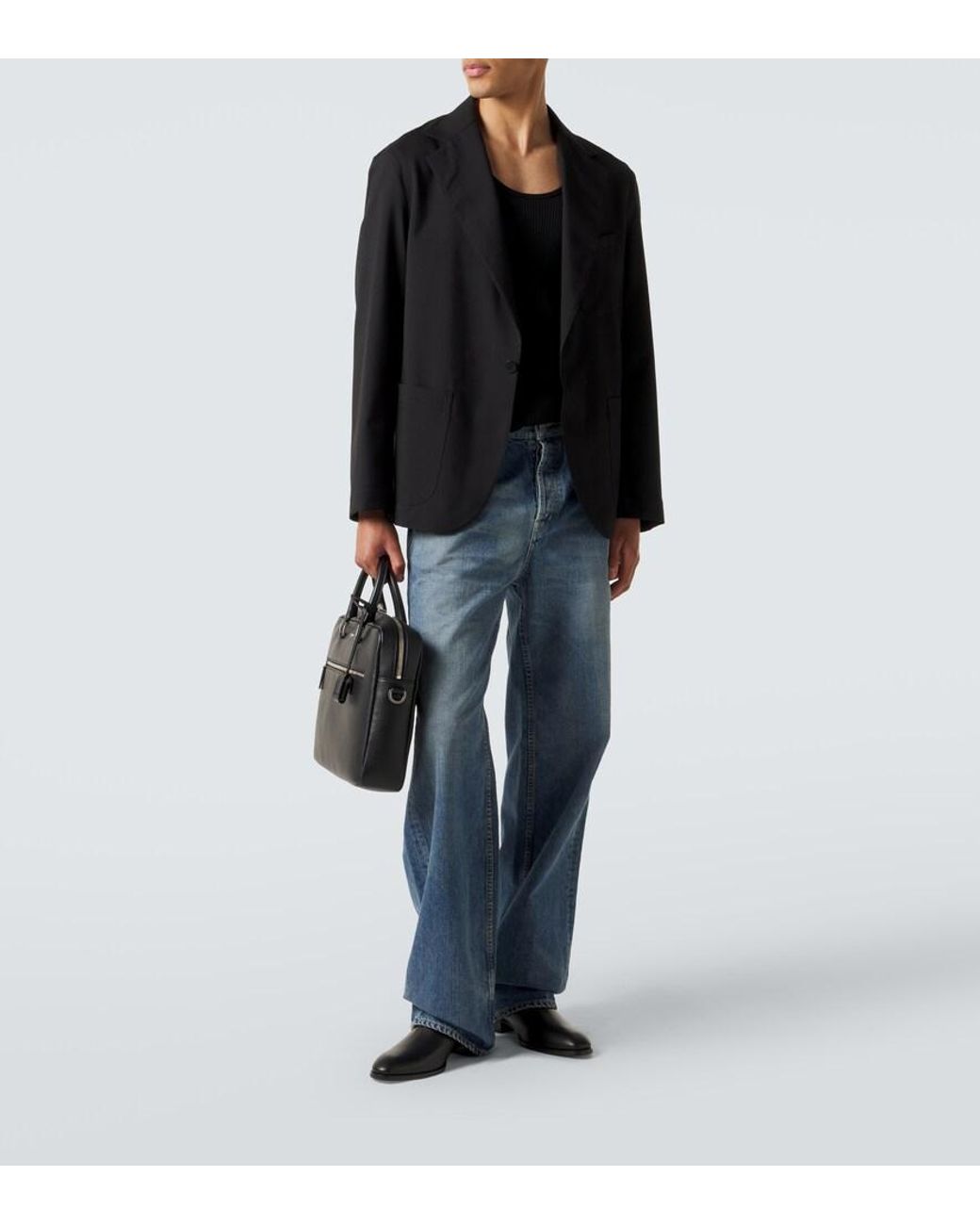 Saint Laurent Black Sac De Jour Leather Tote Bag for men