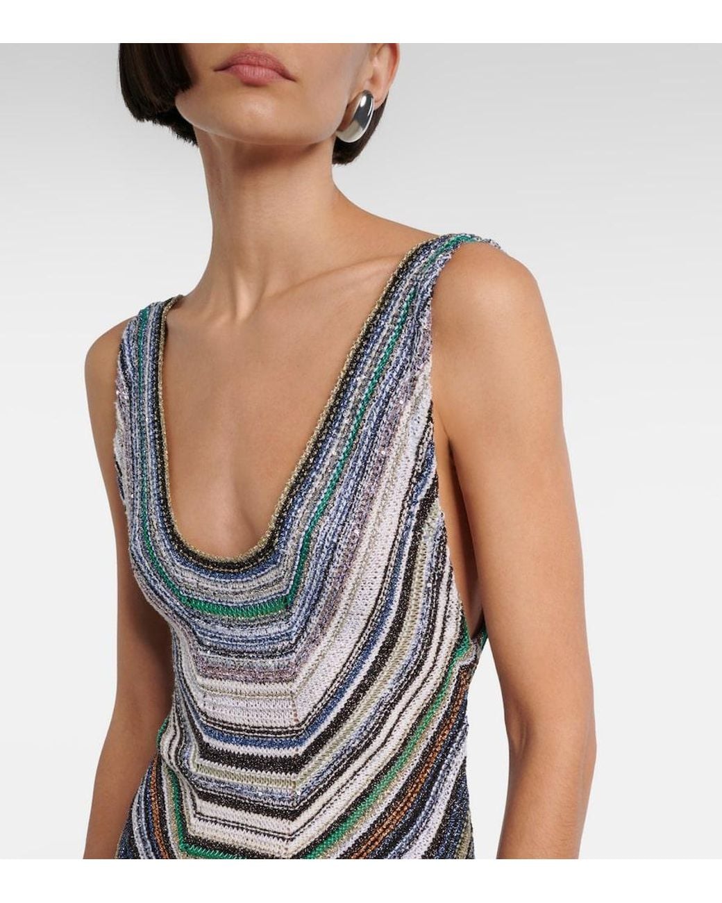 Missoni Gray Striped Lame Gown
