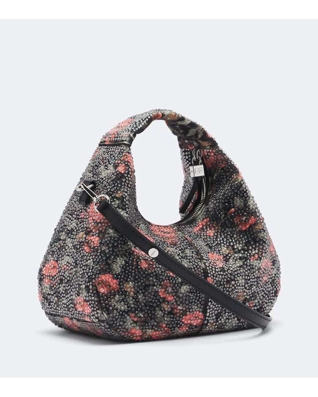 Ganni Black Mini Embellished Floral Top-Handle Bag