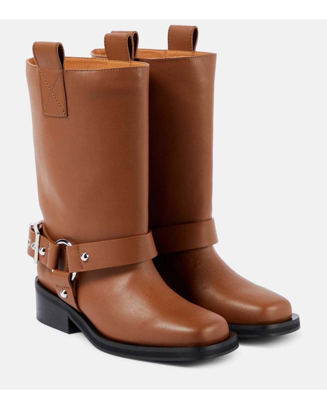 Faux leather biker boots discount
