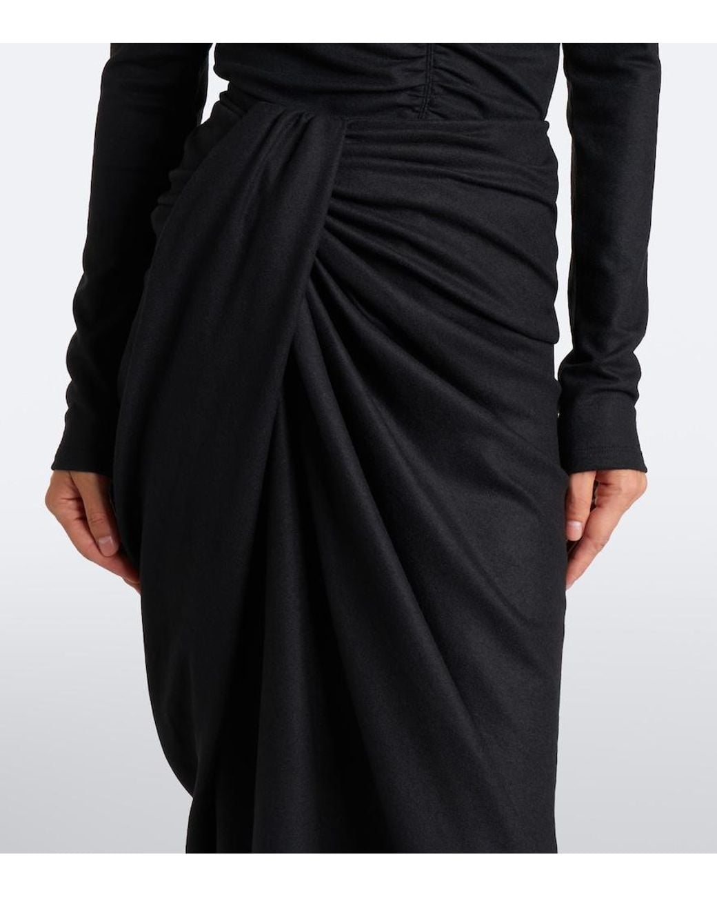 Isabel Marant Black Jeldia Draped Midi Skirt