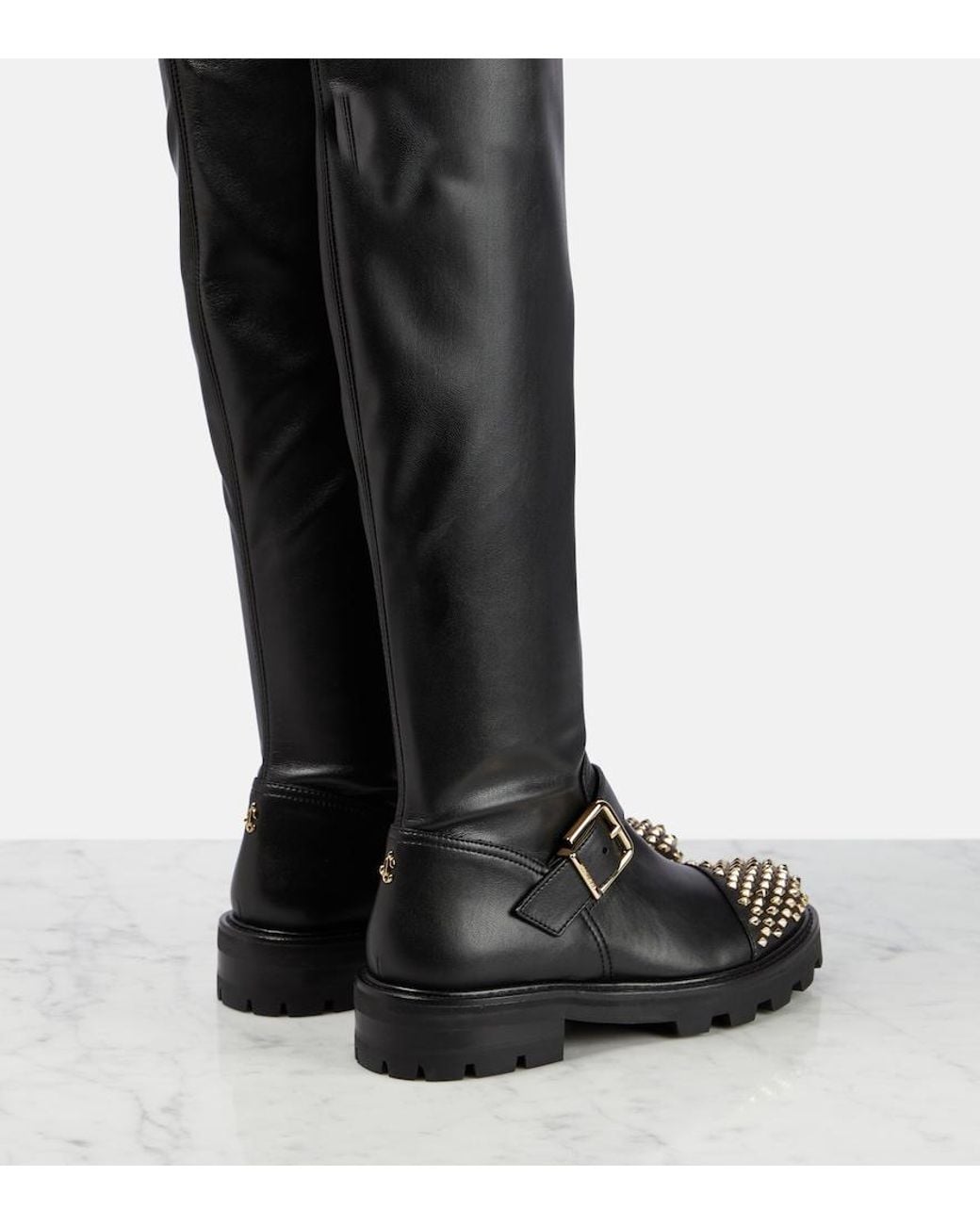 Jimmy Choo Black Biker Ii Knee-High Boots