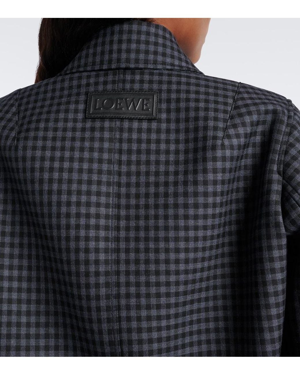 Loewe Black Gingham Wool-Blend Blouson Jacket