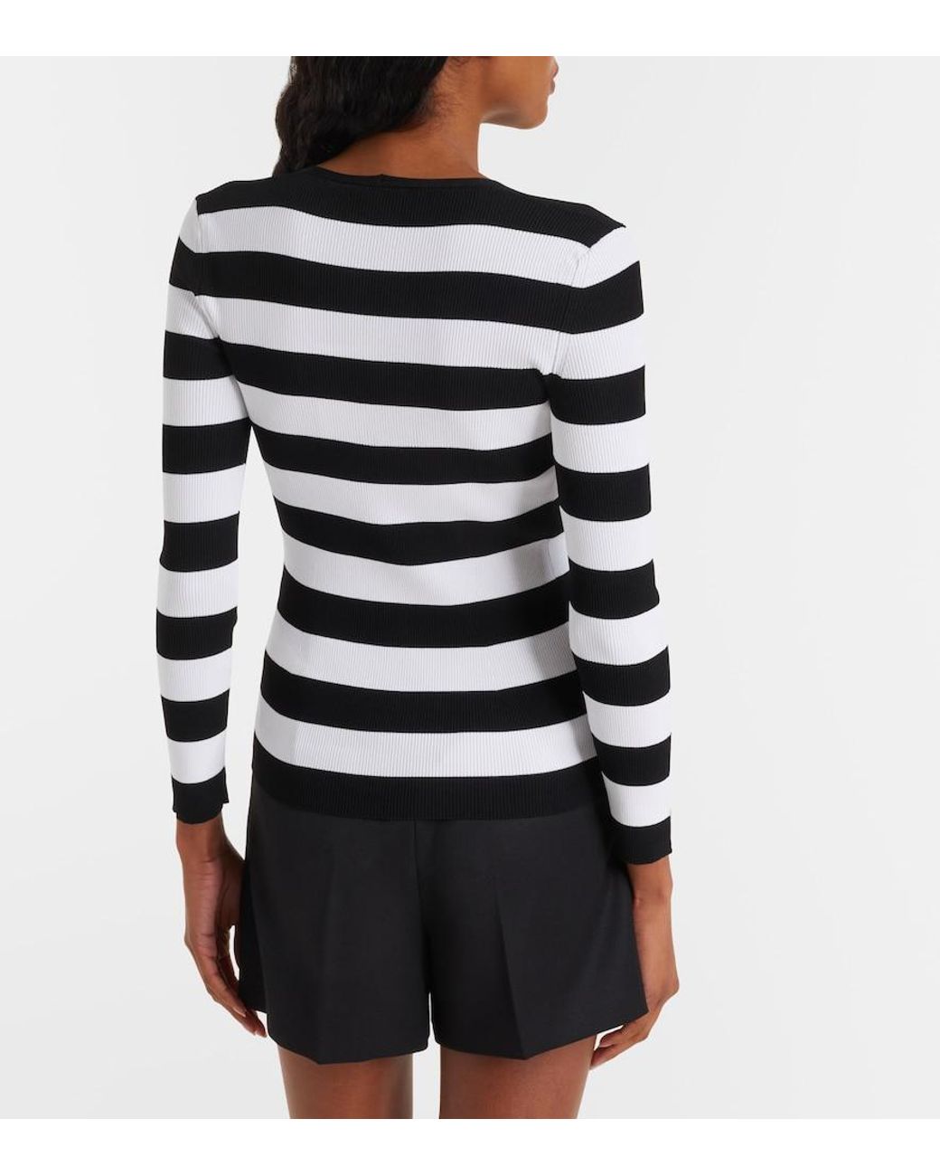 Max Mara Black Vello Ribbed-Knit Striped Sweater