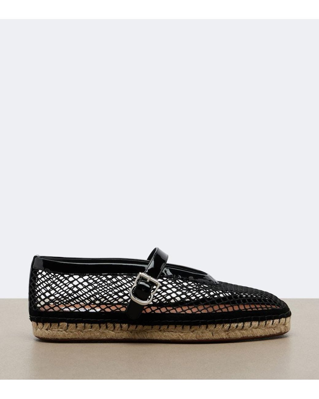 Alaïa Black Fishnet Leather-Trimmed Espadrilles