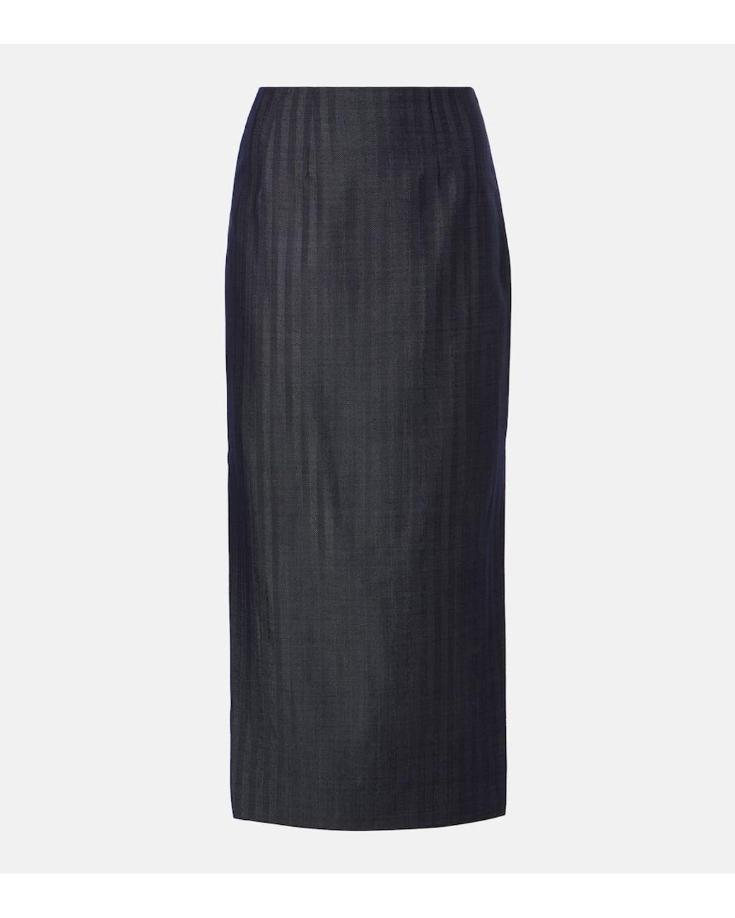 Etro Blue Wool-Blend Pencil Skirt