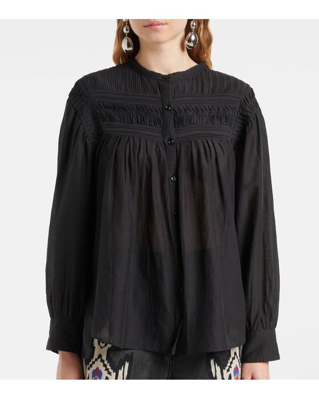 Isabel Marant Black Plalia Cotton-Blend Top