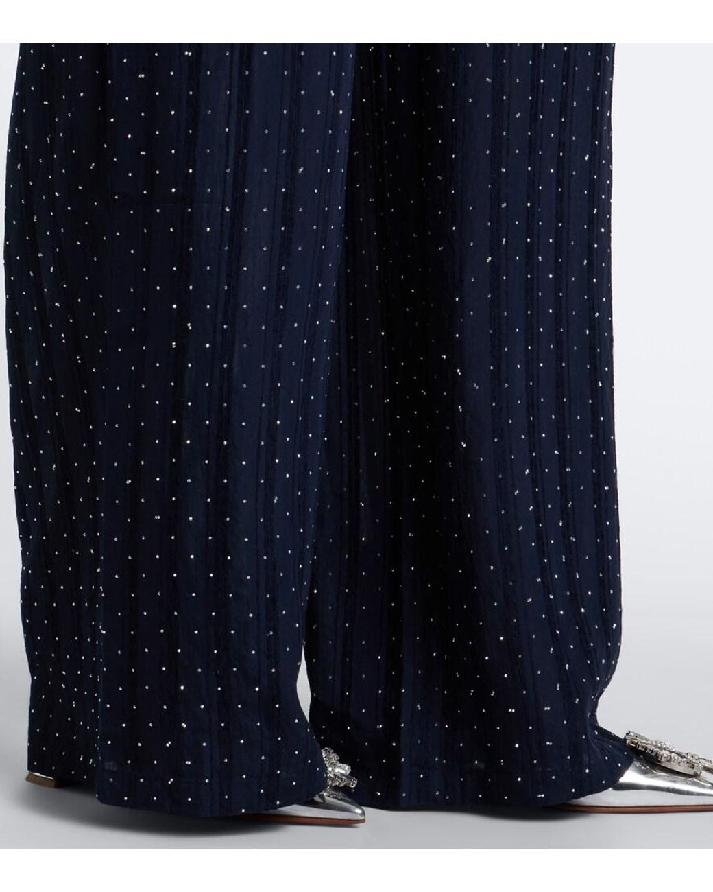 Melissa Odabash Blue Trisha Embellished Palazzo Pants