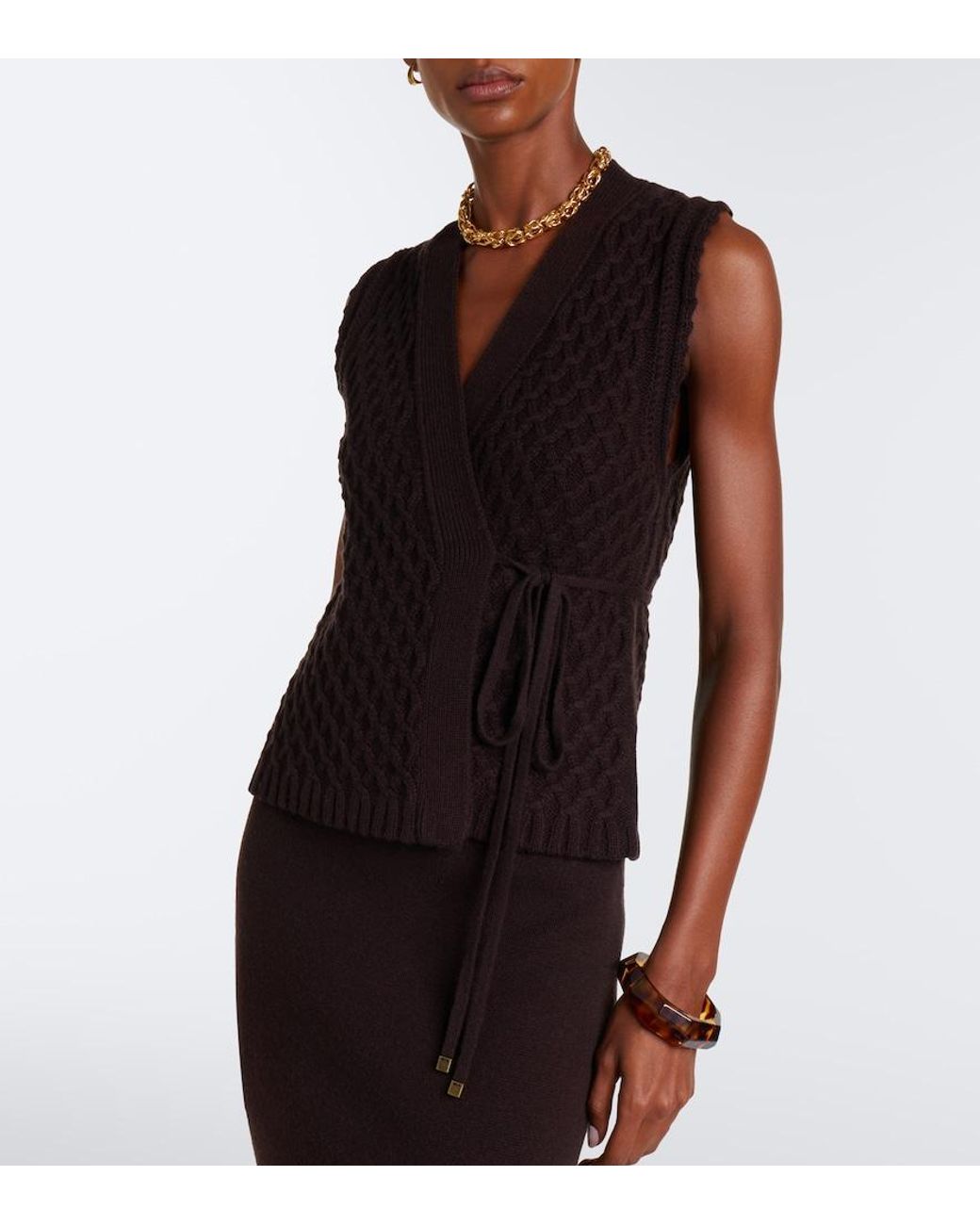 Max Mara Black Wool And Cashmere Wrap Cardigan